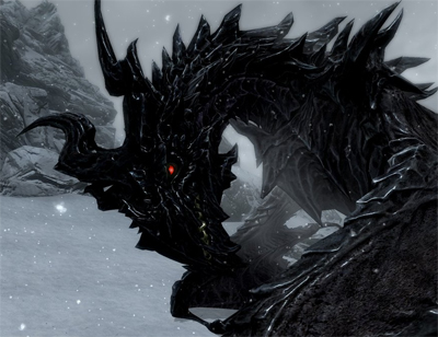 head, neck, and part of Alduin's wings